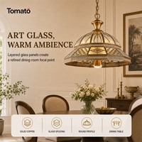 Luminaire suspendu linéaire en verre artistique vintage européen, en cuivre massif, à hauteur réglable, pour salon, décoration intérieure