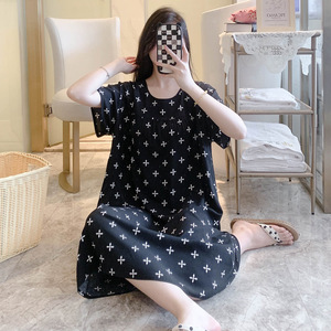 <span class=keywords><strong>Camicia</strong></span> <span class=keywords><strong>da</strong></span> <span class=keywords><strong>notte</strong></span> <span class=keywords><strong>da</strong></span> donna taglie forti abito stampato ampio Casual per la casa gonna <span class=keywords><strong>da</strong></span> pigiama in <span class=keywords><strong>viscosa</strong></span> morbida 50-90KG può indossare <span class=keywords><strong>camicia</strong></span> <span class=keywords><strong>da</strong></span> <span class=keywords><strong>notte</strong></span> - Product Image 4
