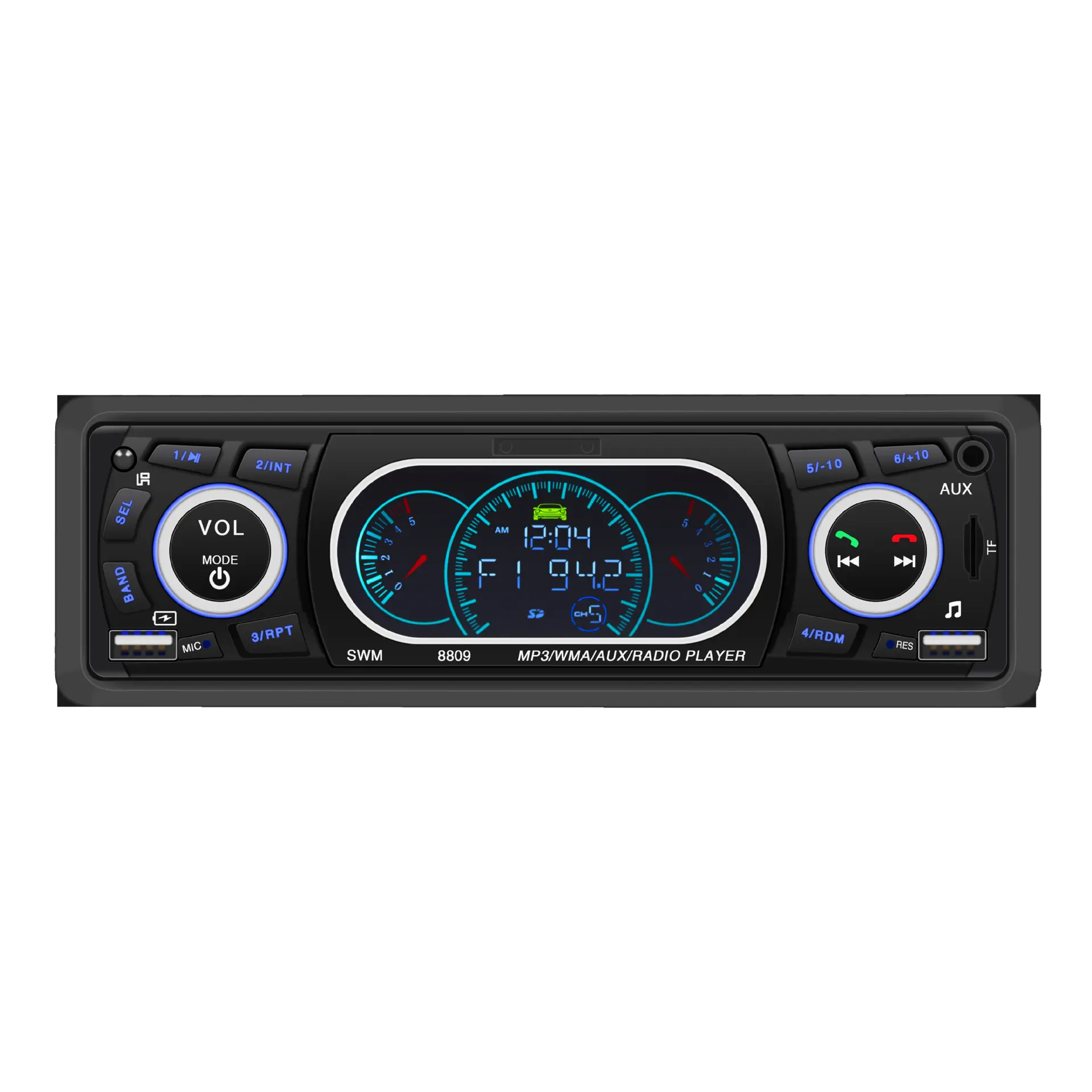 DC12V high power single 1 din car radio mp3 with BT AUX dual USB TF card FM radio car stereo player car audio
