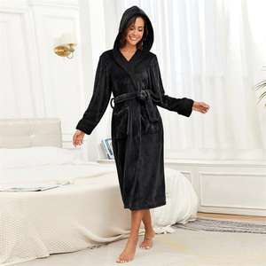 Пижама для вечеринки, трендовая одежда для сна для женщин, 2025 длинный халат с капюшоном - Product Image 4