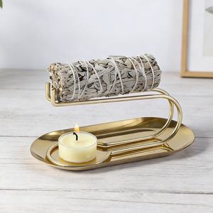 Support créatif en acier inoxydable pour Palo Santo, brûleur de sauge, bougies aromatiques, diffuseur fonctionnel et porte-encens - Product Image 1