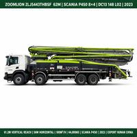 Pompes à béton Scania Zoomlion 62m P450 2023 180m3 d'occasion, comme neuves, Pompes à béton Scania Zoomlion 62m d'occasion, machine de 44 tonnes, export