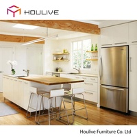 Meubles de cuisine modulaires écologiques en MDF mélaminé laqué acrylique, design moderne, charnières, robinets, glissières de tiroir et accessoires