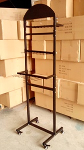 Với bánh xe di chuyển ống kim loại móc treo da hiển thị vành đai đứng giá - Product Image 5