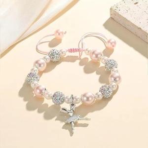 <span class=keywords><strong>Pulsera</strong></span> de Perlas Simuladas Rosadas <span class=keywords><strong>con</strong></span> Colgante de Bailarina de Ballet, Joyería Ajustable <span class=keywords><strong>con</strong></span> Dije de Bailarina y Tarjeta para Regalos de Amantes de la Danza - Product Image 3