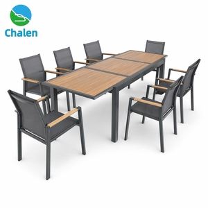 Garden Patio Furniture Waterproof Aluminum Heat Transfer Armrest Chair <b>Dining</b> Sets <b>Outdoor</b> <b>Extendable</b> <b>Table</b> and Chairs Set Garde - Product Image 1