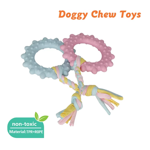 Grosir produk hewan peliharaan murah Mainan Gigit anak anjing Kit tali katun kepang pertolongan gigit piaraan Chewer agresif TPR mainan kunyah hewan peliharaan perlengkapan anjing - Product Image 6