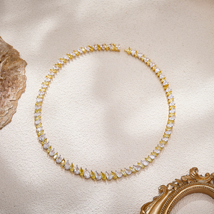 Collana con Diamante Giallo Romano, Placcatura Elettrolitica, Separazione del Colore, Stile Retrò <span class=keywords><strong>Opera</strong></span>, Modellazione <span class=keywords><strong>Abbigliamento</strong></span> Femminile, Choker con Zirconi - Product Image 1