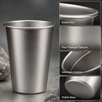 Tasse de camping multifonctionnelle ultralégère en titane pur Pilot 350 ml pour les sports de plein air et les pique-niques