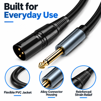 Kabel Audio TS 6.5mm ke XLR Male, Tembaga Bebas Oksigen, Konektor Berlapis Emas untuk Mixer, Studio, Siaran Langsung, Kamera Mobil