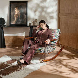 Fauteuil à bascule moderne, fauteuil simple, style vintage, meubles de salon, structure en métal, peinture écologique - Product Image 2