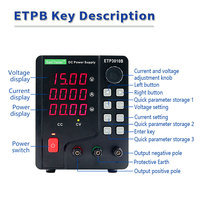 Alimentation électrique stabilisée en courant continu à canal unique série ETP3000B, affichage numérique LED à 4 chiffres, mode automatique CV CC