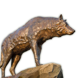 Nouvelle statue de loup <span class=keywords><strong>en</strong></span> bronze massif pour parc et hôtel - Product Image 2