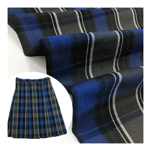 colorful woven checked 100% polyester yarn dyed dress fabric for school uniform skirt