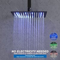Système de douche mural thermostatique en laiton noir mat, design moderne, avec pommeau de douche à jet pluie 16 pouces et poignée Quadra