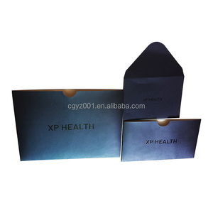 Amplop Undangan Pernikahan Desain Khusus EN-125 Mewah, Latar Belakang Biru dengan Logo Foil Emas - Product Image 4