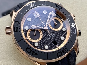Montre de plongée mécanique de 44mm en or rose de qualité 5A avec mouvement 9900 N1 Factory 300m Chrono Black Ceramic Bezel New - Product Image 2