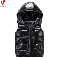Yingquanz Gilet Matelassé Homme Hiver Personnalisé Sans Manches Blouson Brillant Doudoune avec Capuche Imperméable Veste Enduite Chauffe-Corps