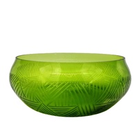 Handgemaakte Grote Slakom Milieuvriendelijk Decoratief Glas Groen Gekleurd Handgesneden Fruit En Groente Mixen Voor Feesten En Serveren