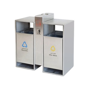 15 Gallon Outdoor Street Metal Recycle Bin Stainless Steel Cla Pull Out Tras Recycle Dustbin 2 Section