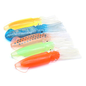 Leurres souples multicolores en forme de jupe de calamar, leurres de pêche à la traîne en caoutchouc scintillant en forme de pieuvre, lumineux pour thon, mahi-mahi, wahoo - Product Image 1