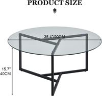 Table basse en verre trempé TUKAILAi, style moderne minimaliste, structure en métal, meubles de salon, chambre à coucher, bureau (verre transparent), Chine