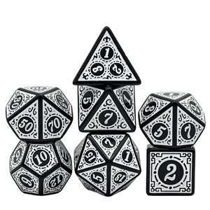 Set di Dadi Poliedrici Quadrati Personalizzati Fatti a Mano <span class=keywords><strong>in</strong></span> Metallo e PU che si Illuminano al Buio, Varie Dimensioni/Forme, Disponibilità Immediata - Product Image 1