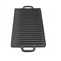 Double Grill à design réversible en fonte, 50cm, poêle à frire antiadhésive, poêle à brochettes