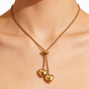 Collar con Colgante en Forma de Corazón Personalizado al por Mayor, Chapado en Oro de 18K, Acero Inoxidable Antideslustre, para Hombre/Mujer, Regalo - Product Image 4