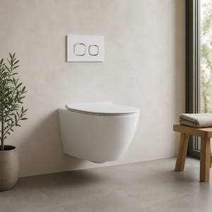 WC suspendu avec support <span class=keywords><strong>autoportant</strong></span> et pieds réglables pour cloison sèche, réservoir encastré, double chasse d'eau - Product Image 1