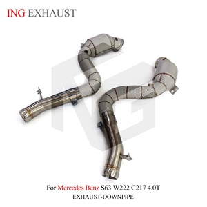 ING SUS304 Downpipe pour Mercedes-AMG S63 W222 / C217 M177 4.0T 2017-2020 |   Échappement avec bouclier thermique à fixation directe – Vente en gros - Product Image 5