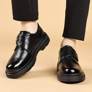Mocassins en cuir véritable noir à bout rond, semelle extérieure en caoutchouc, semelle intermédiaire en EVA, chaussures souples à enfiler pour homme, collection automne - Product Image 3