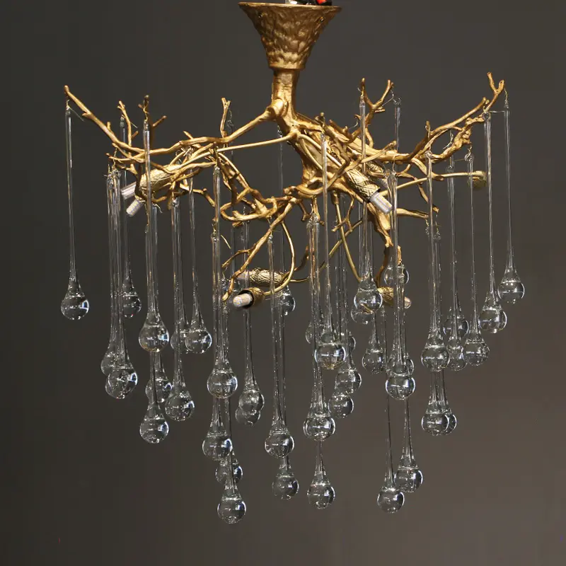Modern Retro Style Twig Creative Homestay Handmade Glass Pendant Home Decoration Chandelier