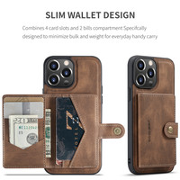 Étui en cuir PU rétro détachable magnétique 2-en-1 avec porte-cartes pour iPhone 18, 17 Air, 16, 15, 14, 13 Plus, Pro Max