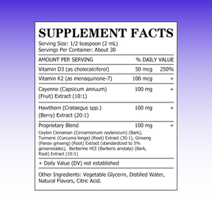 Mélange exclusif OEM ODM de poivre de Cayenne, de baies d'aubépine, de curcuma, de vitamines K2 et D3 en gouttes liquides pour soutenir la santé immunitaire et osseuse - Product Image 2