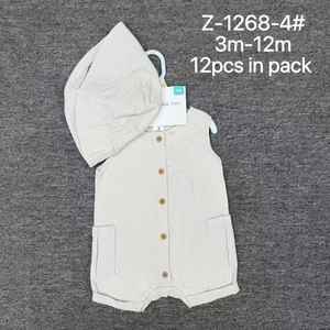 Conjunto de <span class=keywords><strong>Ropa</strong></span> de Bebé de 2 Piezas 100% Algodón, Mameluco con Botones + Gorro a Juego, Unisex, <span class=keywords><strong>Ropa</strong></span> de Verano para Bebés de 3 a 12 Meses - Product Image 4