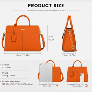 Bolso de Hombro de Cuero PU para Mujer, Bolso de Mano de Gran Capacidad, Bolso Tote Casual para el Trabajo con Correa Ajustable, Bolso Bandolera Diario, OEM ODM - Product Image 5