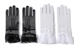Gants de performance courts <span class=keywords><strong>en</strong></span> résille pour mariée, élégants avec nœud <span class=keywords><strong>en</strong></span> dentelle, vente <span class=keywords><strong>en</strong></span> gros - Product Image 5