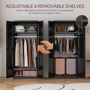 Modern Bedroom Storage Cabinet with <strong>Single</strong> Shelf Space-Saving Steel <strong>Wardrobe</strong> for Hotel and School Use Durable Large Capacity - Product Image 4