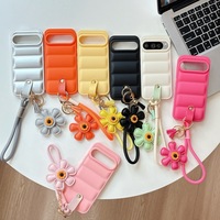 Étui de téléphone en duvet de couleur unie avec cordon pour Google Pixel 10 9 /8/7Pro, étui de protection souple à fleurs pour Google Pixel 5A 6A 4A 5G