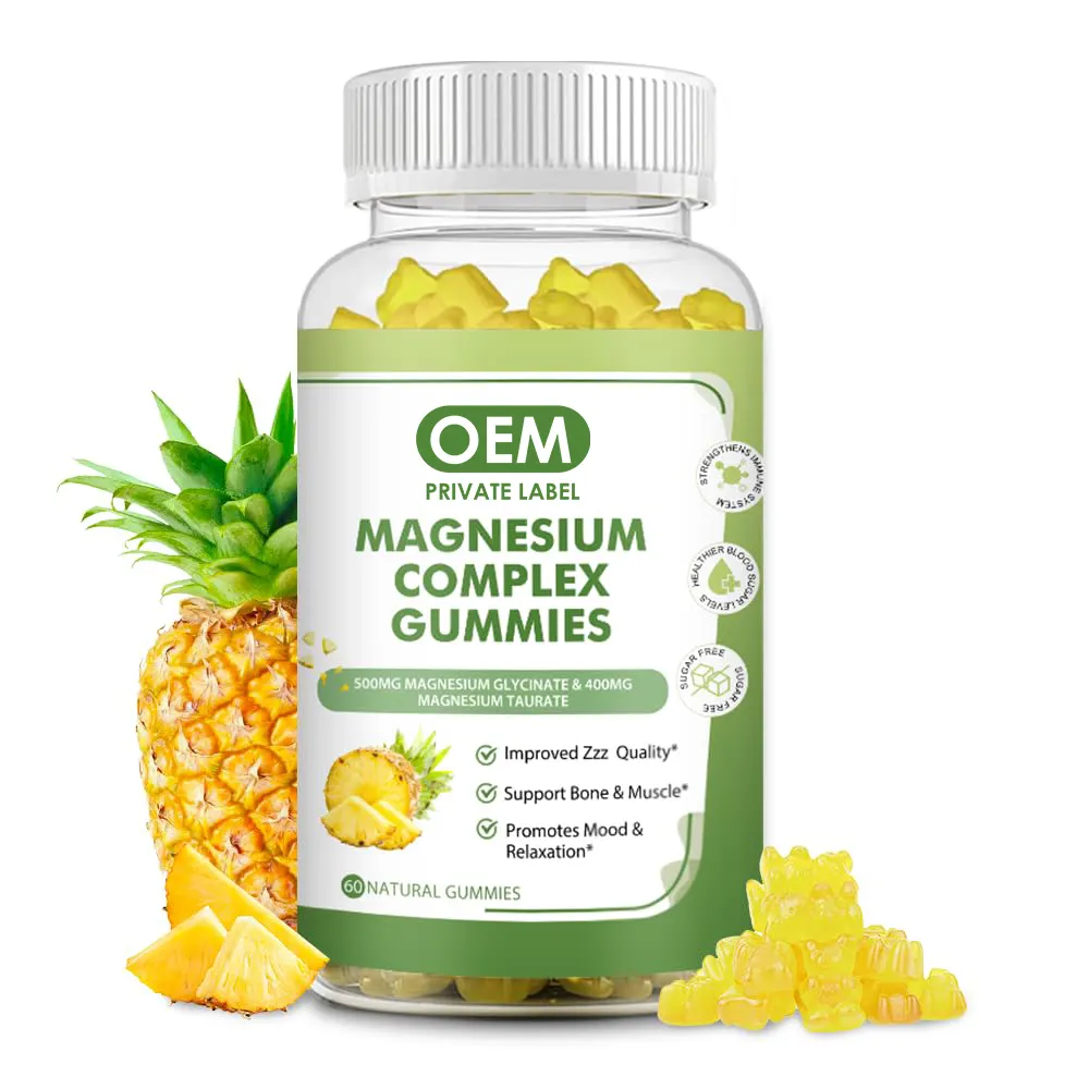 Magnesium-Glycinat-Gummi 500 mg Magnesium-Zitrat L-Theanin Magnesium-Glycinat-Supplements für Entspannung, Stresslinderung und Schlaf