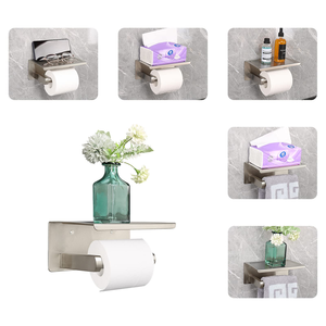 Porte-papier toilette auto-adhésif en aluminium noir moderne pour salle de bain, porte-rouleau de papier toilette pratique - Product Image 3