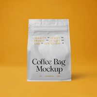 Sachet de café personnalisé en plastique avec fermeture éclair, fond plat, pour 250g, 500g, 1kg de grains de café