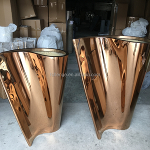Vase de sol moderne de luxe en acier inoxydable et jardinière décorative <span class=keywords><strong>XXL</strong></span>, vase à fleurs en métal doré pour hôtel et décoration intérieure - Product Image 3
