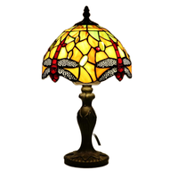   Lampe d'appoint moderne en forme de libellule, style 8x8x14 pouces, en résine bronze avec abat-jour en verre, verre teinté jaune, LED E26, lampes de table