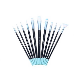 BOMEIJIA <b>Professional</b> 12pcs Wood Handle Nylon Hair Arts <b>Brush</b> Oil Watercolor Acrylic Painting /Artist <b>Paint</b> Set - Product Image 2