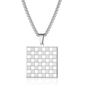 Chuỗi Hộp Bằng Thép Không Gỉ Tạo Ra Bán Chạy Vòng Cổ Bàn Cờ Hình Chữ Nhật Trang Sức - Product Image 6