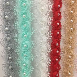 New Đến Nhiều Màu Hoa Ngọc Trai Đính Cườm Eo Trang Trí 3d Ren <span class=keywords><strong>Trim</strong></span> - Product Image 1