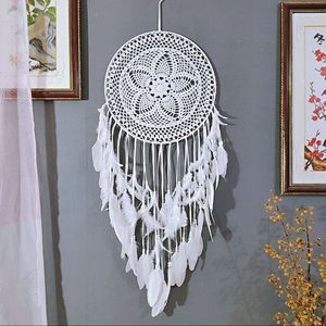 Décoration murale <span class=keywords><strong>moderne</strong></span> en macramé Boho avec pompons en plumes tissées et attrape-rêves Cadeau chic pour <span class=keywords><strong>chambre</strong></span> d'enfant pour adolescentes - Product Image 5