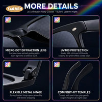 Lunettes de soleil pour enfants en plastique YACHEN à effet de lumière arc-en-ciel par diffraction 3D pour festivals en plein air, fêtes de Noël, cadeaux - Vente en gros